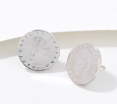 Eterna Gold Motif 14K White Gold Stud Earrings