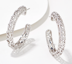 JUDITH Collection LATTICE Sterling Silver Hoop Earrings