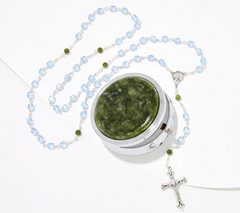 Connemara Marble Small Soft Blue Rosary with Keepsake Box