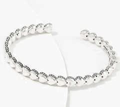 JAI Sterling Silver Cascading Symbols of Love Cuff X-Large