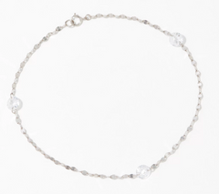 Diamonique Drilled Stone Sparkle Sterling Silver Chain Anklet, 10"