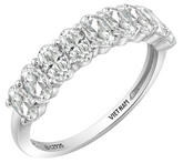 Diamonique Sterling Silver Oval-Cut Semi-Eternity Band Ring Size 6