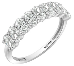 Diamonique Sterling Silver Oval-Cut Semi-Eternity Band Ring Size 6