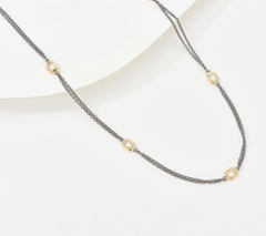 FREIDA ROTHMAN Goldtone Sterling Silver Square Station 18" Necklace