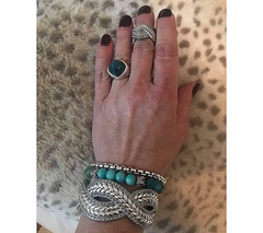 JAI Sterling Silver Sugarloaf Blue Apatite Gemstone Ring Size 9