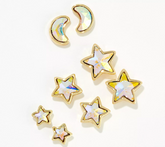 Kirks Folly Starlight Set of 4 Stars and Moon Pierced Earrings, Gold tone