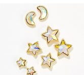 Kirks Folly Starlight Set of 4 Stars and Moon Pierced Gold Tone Earrings