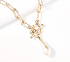 Collar plateado con cadena de clip y perla simulada de Joan Rivers