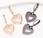 Joan Rivers Polished Set of 2 Rose Goldstone/Hematite Heart Drop Earrings