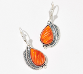 American West Sterling Silver Orange Spin Leverback Earrings