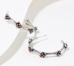 Or Paz Sterling Silver Fire Opal Floral Hoop Earrings