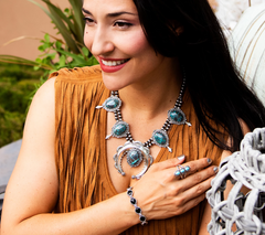 American West Sterling Silver 3 Stone Blue Turquoise Ring, Size 6