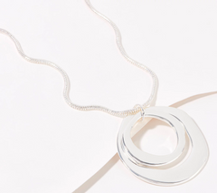 Denim & Co. Textured Metal Silver Tone Pendant Necklace