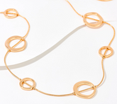 Denim & Co. All Over Textured Circle Gold ToneNecklace 42"