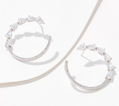 Diamonique x Kathy Levine Rhodium-Plated Sterling Silver Swan Song Hoop Earrings