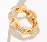 Diamonique x Lisa Freede Horsebit Gold Tone Sterling Silver Ring Size 8