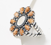 American West Sterling Silver Gemstone Custer Rope Ring Size 8