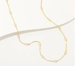 Diamonique Sterling Silver Goldclad 35th Anniversary Round Cut Bezel Set Necklace,  35"