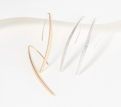 Joan Rivers Set of 2 Linear Textured Metal Drop Earrings