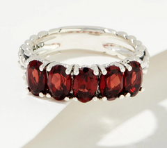 JAI Sterling Silver Red Garnet Basketweave Band Ring Size 7