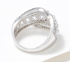 Diamonique Sterling Silver Round Cascading Band Ring Size 8