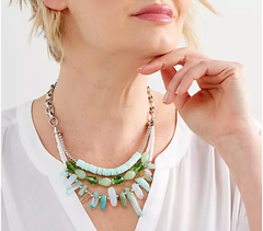 Susan Graver Jade Multi-Strand Beaded Statement Necklace