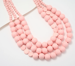 Susan Graver Multi-Strand Light Rose Beaded Necklace