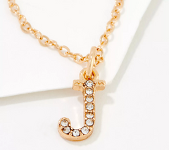 Joan Rivers Gold Tone Pave "J" Initial Pendant Necklace