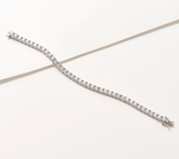 Diamonique Platinum Clad Round Cut Sterling Silver Tennis Bracelet 7-1/4"