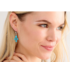 Pendientes de plata de ley del oeste americano con cierre de palanca de turquesa azul de 3,81 cm