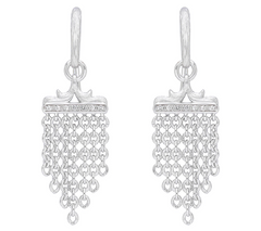 Ariva Sterling Silver White Topaz Cascading Cha in Earrings