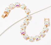 Kirks Folly Aurora Borealis Essentials Square Riviere Gold Tone Bracelet 7-1/2"L