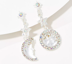 Kirks Folly Goddess Seaview Moon Asymmetric Silvertone Earrings