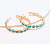 Joan Rivers Marquise Turquoise Enamel Hoop Earrings