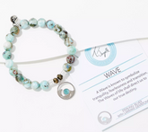 T. Jazelle Larimar Charm Gemstone Beaded Bracelet Sterling Silver, wave, Small/Average