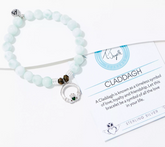 T. Jazelle St. Patrick's Green Angelite Beaded Bracelet with SS Claddagh Charm