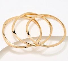 Susan Graver Set of 3 Gold Tone Bangle Bracelets