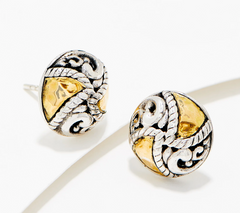 Artisan Crafted by Robert Manse Sterling & 18K Scrollwork Round Stud Earrings