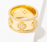 Diamonique Gold Clad Sterling Silver Clover Band Ring, Size 10