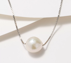 Honora Cultured Ming Pearl Box Chain Necklace, Sterling Silver