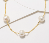 Honora Sterling Silver Goldclad White Cultured Pearl Station Necklace. 18"
