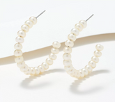 Honora Cultured Potato Pearl 1.5" Sterling Silver Hoop Earrings