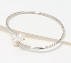 Honora Cultured Pearl Contrarie Wrap Bangle, Sterling Silver, Avg
