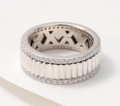 Diamonique Sterling Silver Cubic Zirconia Modern Spinner Ring, Size 5