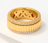 Diamonique Gold Clad Sterling Silver Cubic Zirconia Modern Spinner Ring, Size 11