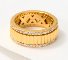 Diamonique Gold Clad Sterling Silver Cubic Zirconia Modern Spinner Ring, Size 9