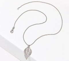Or Paz Silver-Plated Sterling Silver Diamonds Leaf Necklace
