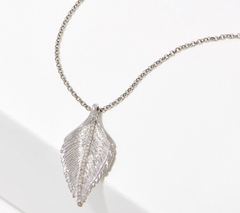 Or Paz Silver-Plated Sterling Silver Diamonds Leaf Necklace
