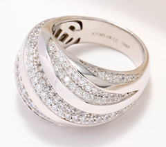 Diamonique Italia Sterling Silver Cubic Zirconia Polished Swirl Ring, Size 6