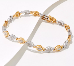 Affinity Diamonds Two-Tone Silver/Gold Sterling Silver Bracelet 7-1/4"